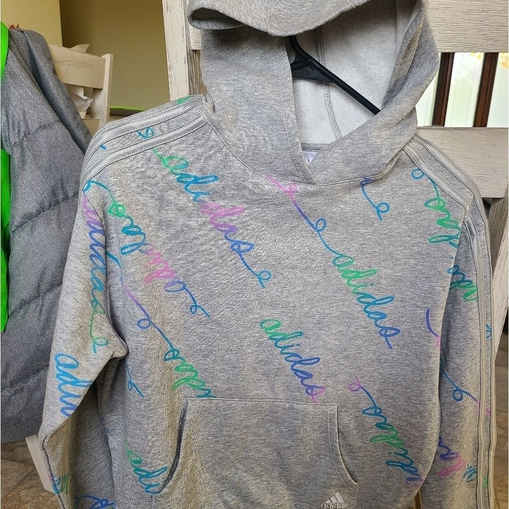 Girls Grey and multicolored Adidas sweatshirt size large 14 NWOT